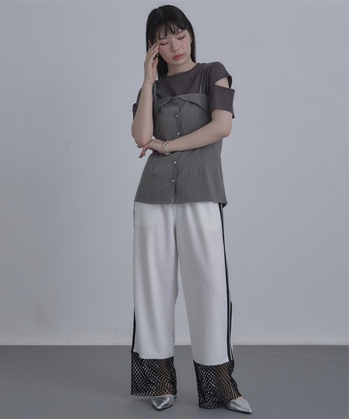 セール】ラメピンストライプビスチェ（Tシャツ/カットソー