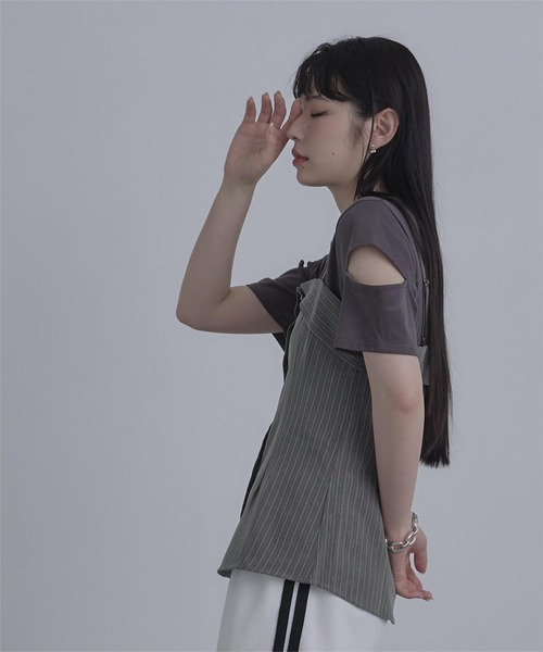 h. juliette ストライプビスチェ セール】ラメピンストライプビスチェ（Tシャツ/カットソー