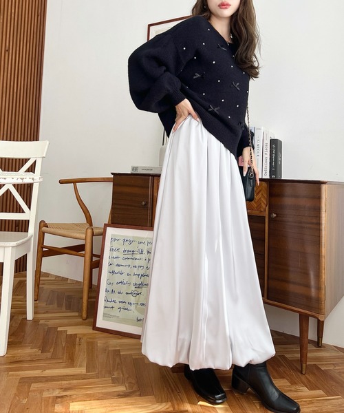 moment+（モーメントプラス）の「サテンバルーンスカート（スカート・レディース・シルバー/アイボリー/ブラック・M/L）」の21枚目の写真