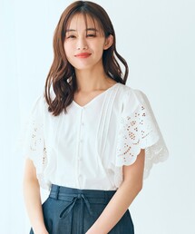 grove | スカラップ刺繍フレアースリーブブラウス(シャツ/ブラウス)