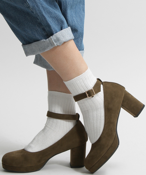 WEGO（ウィゴー）の「WEGO/ストラップパンプス（パンプス・レディース・ブラック/カーキ/ネイビー/キャメル/ワイン・SMALL/MEDIUM/LARGE）」の3枚目の写真