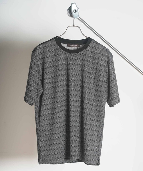 UNION STATION（ユニオンステーション）の「ジオメトリックジャガードクルーネックT（Tシャツ/カットソー・メンズ・ホワイト/ブラック・LL/L/M/S）」の6枚目の写真