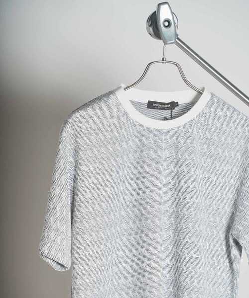 UNION STATION（ユニオンステーション）の「ジオメトリックジャガードクルーネックT（Tシャツ/カットソー・メンズ・ホワイト/ブラック・LL/L/M/S）」の14枚目の写真