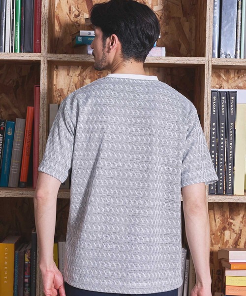 UNION STATION（ユニオンステーション）の「ジオメトリックジャガードクルーネックT（Tシャツ/カットソー・メンズ・ホワイト/ブラック・LL/L/M/S）」の10枚目の写真