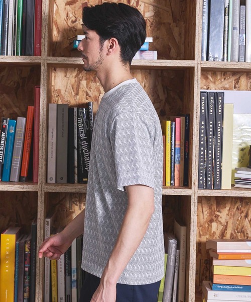 UNION STATION（ユニオンステーション）の「ジオメトリックジャガードクルーネックT（Tシャツ/カットソー・メンズ・ホワイト/ブラック・LL/L/M/S）」の11枚目の写真