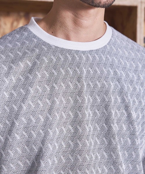 UNION STATION（ユニオンステーション）の「ジオメトリックジャガードクルーネックT（Tシャツ/カットソー・メンズ・ホワイト/ブラック・LL/L/M/S）」の12枚目の写真