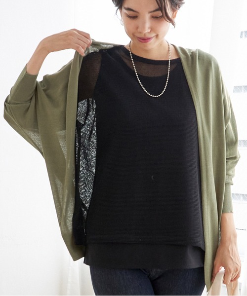 ikka（イッカ）の「冷感ドルマントッパーカーディガン（カーディガン/ボレロ・レディース・オフホワイト/カーキオリーブ/ライトグレー/ブラック・M/L/S）」の4枚目の写真