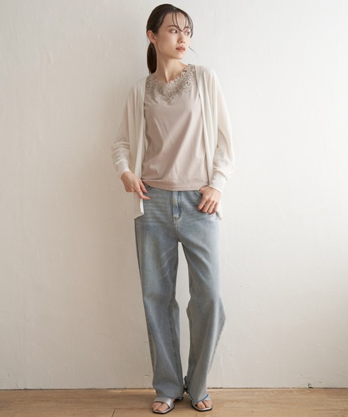 ikka（イッカ）の「冷感ドルマントッパーカーディガン（カーディガン/ボレロ・レディース・オフホワイト/カーキオリーブ/ライトグレー/ブラック・M/L/S）」の5枚目の写真