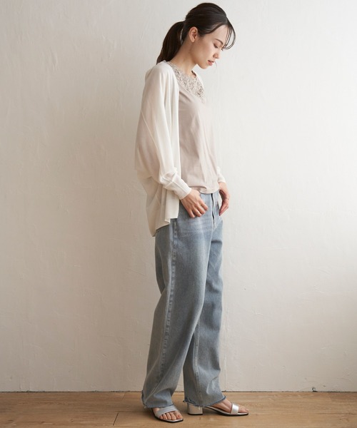 ikka（イッカ）の「冷感ドルマントッパーカーディガン（カーディガン/ボレロ・レディース・オフホワイト/カーキオリーブ/ライトグレー/ブラック・M/L/S）」の6枚目の写真