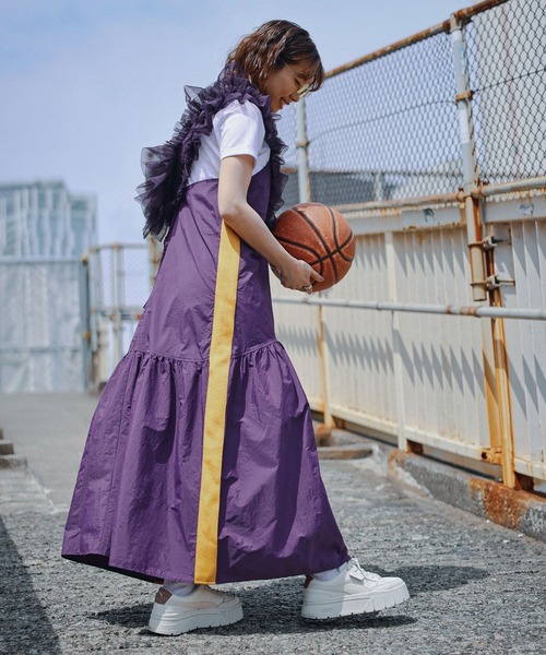 NBA（エヌビーエー）の「【NBA】別注/フリルチュールマルチサッシュ（ストール/ショール・レディース・パープル/ブラック・FREE）」の18枚目の写真