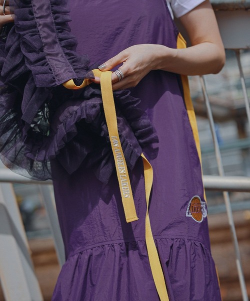 NBA（エヌビーエー）の「【NBA】別注/フリルチュールマルチサッシュ（ストール/ショール・レディース・パープル/ブラック・FREE）」の21枚目の写真