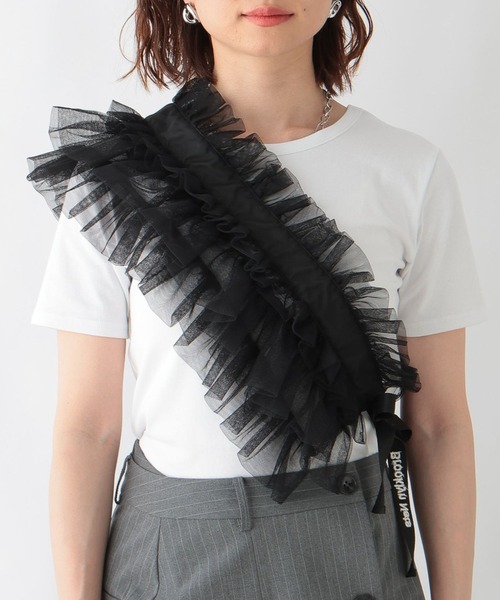 NBA（エヌビーエー）の「【NBA】別注/フリルチュールマルチサッシュ（ストール/ショール・レディース・パープル/ブラック・FREE）」の22枚目の写真