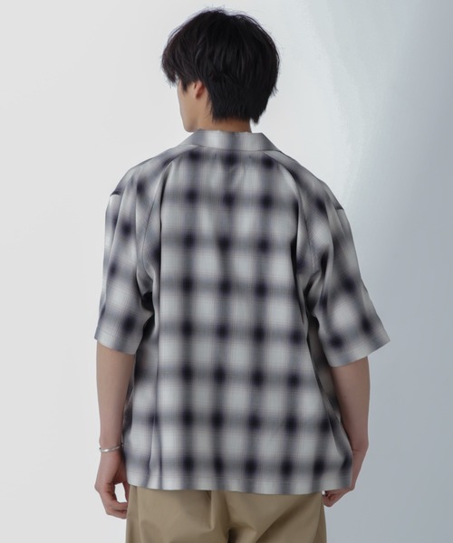 NANO universe（ナノユニバース）の「オンブレーチェックハーフスリーブシャツ（シャツ/ブラウス・メンズ・ブラック/ベージュ・M/L）」の5枚目の写真