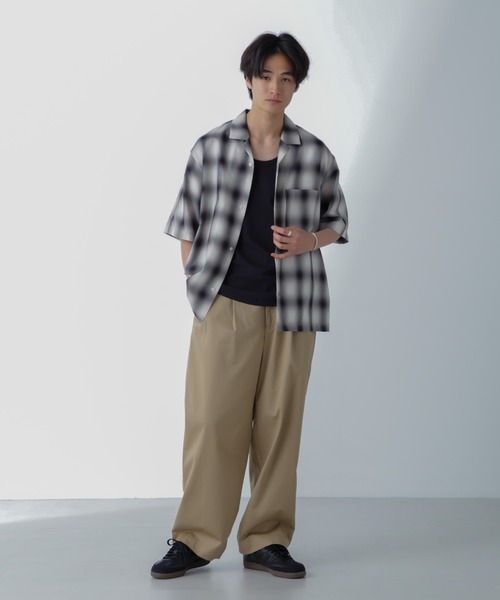 NANO universe（ナノユニバース）の「オンブレーチェックハーフスリーブシャツ（シャツ/ブラウス・メンズ・ブラック/ベージュ・M/L）」の6枚目の写真