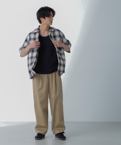 NANO universe（ナノユニバース）の「オンブレーチェックハーフスリーブシャツ（シャツ/ブラウス・メンズ・ブラック/ベージュ・M/L）」の8枚目の写真