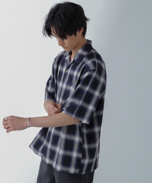 NANO universe（ナノユニバース）の「オンブレーチェックハーフスリーブシャツ（シャツ/ブラウス・メンズ・ブラック/ベージュ・M/L）」の12枚目の写真