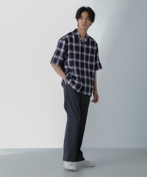 NANO universe（ナノユニバース）の「オンブレーチェックハーフスリーブシャツ（シャツ/ブラウス・メンズ・ブラック/ベージュ・M/L）」の14枚目の写真