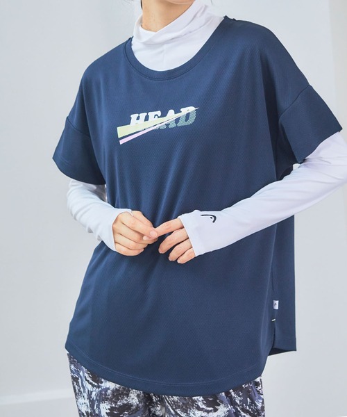 HEAD(ヘッド)の「《速乾・UV対策》ロゴTシャツ スポーツウェア【HEAD/ヘッド】(Tシャツ/カットソー・レディース・ネイビー/ホワイト/ピンク/ブラック・M/L/LL)」の3枚目の写真