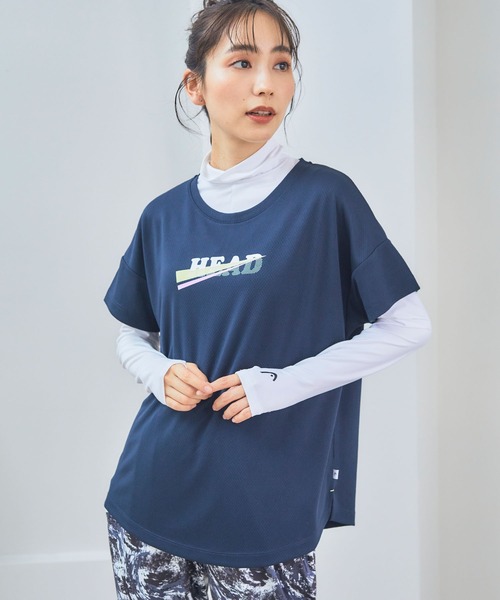 ウェア T._.hbit00 接触冷感】【ウォッシャブル】ネックエンブロイダリーカットソー