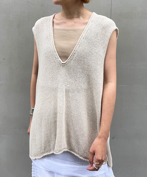 SHENERY（シーナリー）の「Vネックリネンニットベスト（ベスト）」 - WEAR