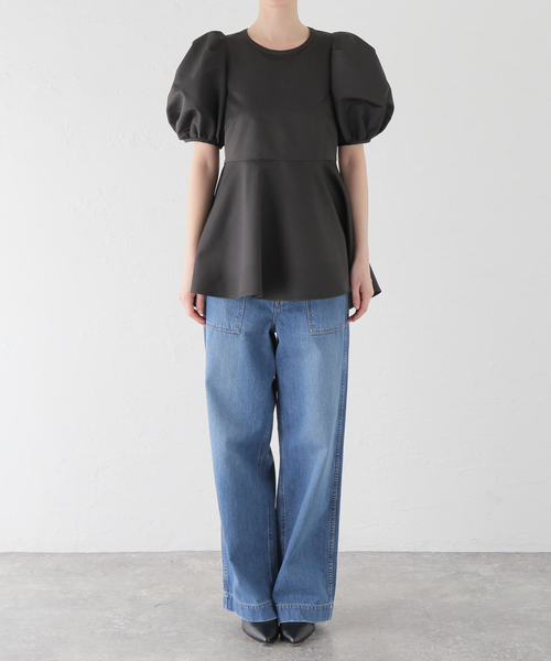 ノーブル✨新品24ss✨ タフタバックオープン ぺプラムブラウス ノーブル✨新品24ss✨ タフタバックオープン ぺプラムブラウス