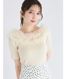 tocco closet | チュールフリルリブニットプルオーバー(Tシャツ/カットソー)