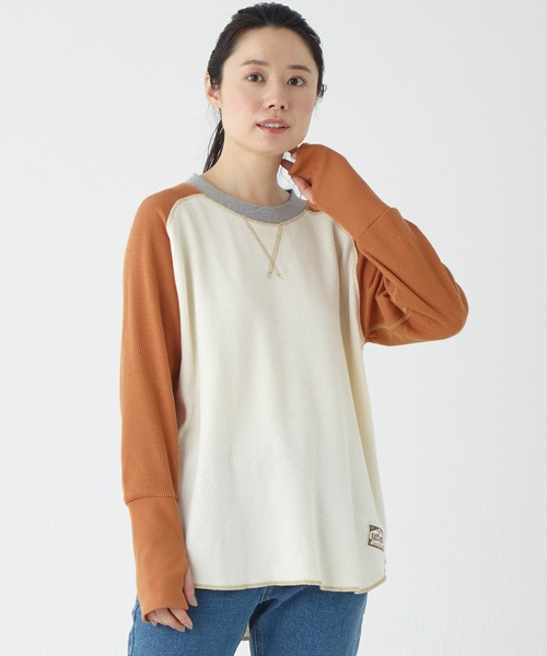 KRIFF MAYER Lady's Collection（クリフメイヤーレディースコレクション）の「アームウォーマー風ロンT（Tシャツ/カットソー・レディース・カラフル/レンガ/チャコール/グレー/ナチュラル・LARGE/MEDIUM）」の5枚目の写真