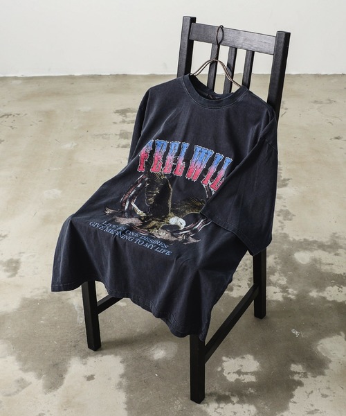 ヴィンテージライク ピグメント加工 フォト＆ロックプリント オーバーサイズTシャツ（Tシャツ/カットソー）｜Revo.（レボ）