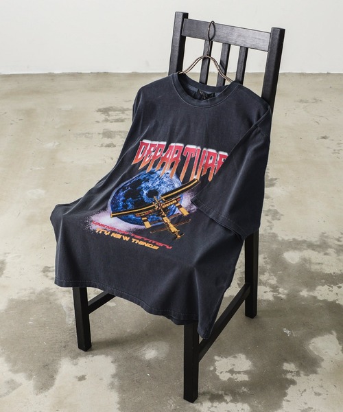 ヴィンテージライク ピグメント加工 フォト＆ロックプリント オーバーサイズTシャツ（Tシャツ/カットソー）｜Revo.（レボ）