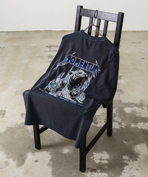 ヴィンテージライク ピグメント加工 フォト＆ロックプリント オーバーサイズTシャツ（Tシャツ/カットソー）｜Revo.（レボ）