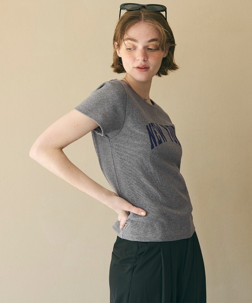 coca(coca)(コカ)の「プリントロゴリブTシャツ(Tシャツ/カットソー・レディース・アイボリー/チャコール・L/M/S)」の7枚目の写真