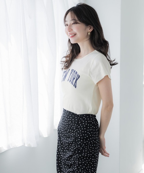 coca(coca)(コカ)の「プリントロゴリブTシャツ(Tシャツ/カットソー・レディース・アイボリー/チャコール・L/M/S)」の15枚目の写真