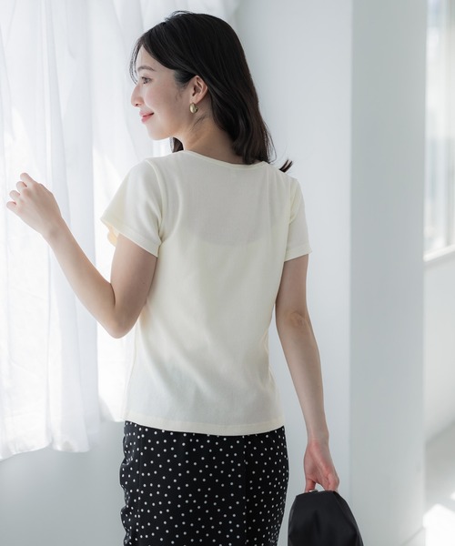 coca(coca)(コカ)の「プリントロゴリブTシャツ(Tシャツ/カットソー・レディース・アイボリー/チャコール・L/M/S)」の11枚目の写真
