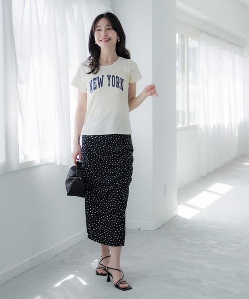 coca(coca)(コカ)の「プリントロゴリブTシャツ(Tシャツ/カットソー・レディース・アイボリー/チャコール・L/M/S)」の14枚目の写真