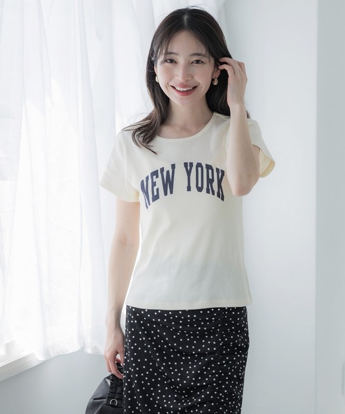 coca(coca)(コカ)の「プリントロゴリブTシャツ(Tシャツ/カットソー・レディース・アイボリー/チャコール・L/M/S)」の13枚目の写真