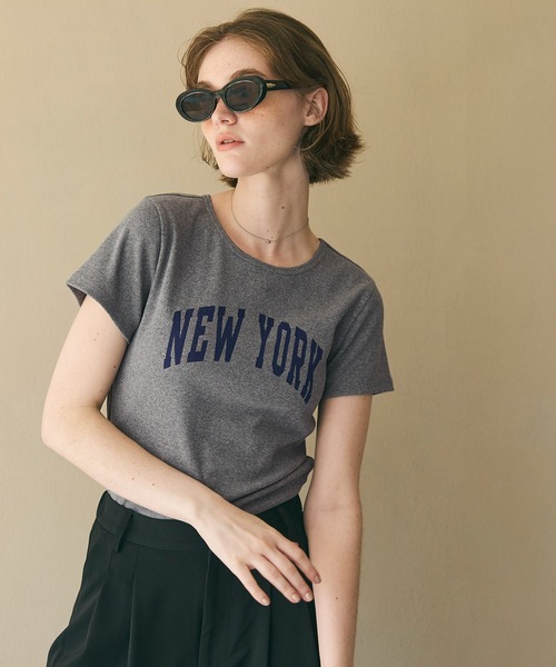 coca(coca)(コカ)の「プリントロゴリブTシャツ(Tシャツ/カットソー・レディース・アイボリー/チャコール・L/M/S)」の9枚目の写真