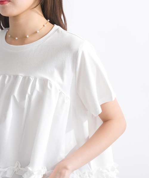 PICCIN（ピッチン）の「【WEB限定】フリル付きAラインプルオーバー（Tシャツ/カットソー・レディース・オフホワイト/ブラック・M/L）」の18枚目の写真