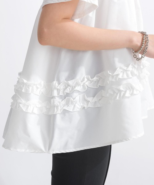 PICCIN（ピッチン）の「【WEB限定】フリル付きAラインプルオーバー（Tシャツ/カットソー・レディース・オフホワイト/ブラック・M/L）」の20枚目の写真