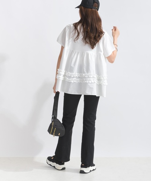 PICCIN（ピッチン）の「【WEB限定】フリル付きAラインプルオーバー（Tシャツ/カットソー・レディース・オフホワイト/ブラック・M/L）」の8枚目の写真