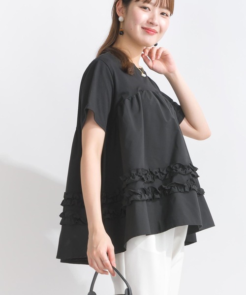 PICCIN（ピッチン）の「【WEB限定】フリル付きAラインプルオーバー（Tシャツ/カットソー・レディース・オフホワイト/ブラック・M/L）」の11枚目の写真