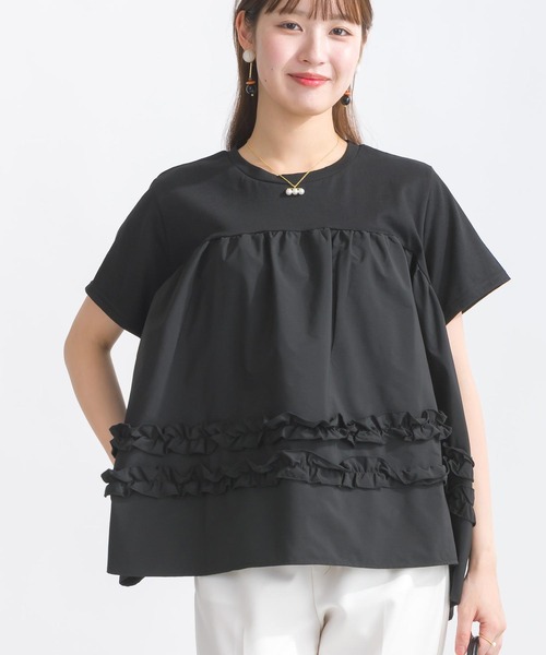 PICCIN（ピッチン）の「【WEB限定】フリル付きAラインプルオーバー（Tシャツ/カットソー・レディース・オフホワイト/ブラック・M/L）」の13枚目の写真