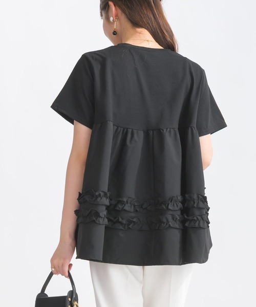 PICCIN（ピッチン）の「【WEB限定】フリル付きAラインプルオーバー（Tシャツ/カットソー・レディース・オフホワイト/ブラック・M/L）」の12枚目の写真