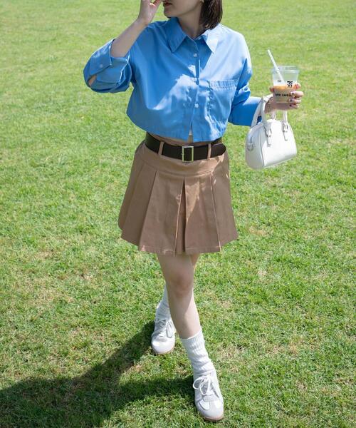 WEGO（ウィゴー）の「WEGO/ベルト付チノプリーツスカパン（スカート・レディース・カーキ/ベージュ・FREE）」の3枚目の写真