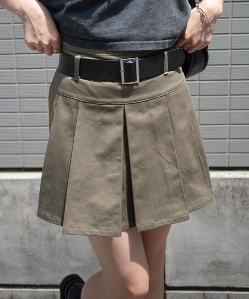 WEGO（ウィゴー）の「WEGO/ベルト付チノプリーツスカパン（スカート・レディース・カーキ/ベージュ・FREE）」の10枚目の写真