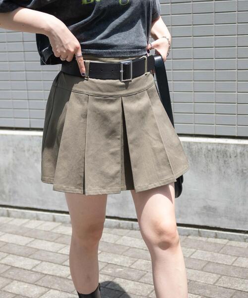 WEGO（ウィゴー）の「WEGO/ベルト付チノプリーツスカパン（スカート・レディース・カーキ/ベージュ・FREE）」の11枚目の写真