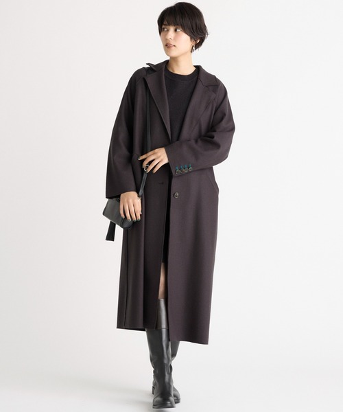INED CLARO（イネドクラロ）の「ハードメルトンスムースコート（ノーカラーコート・レディース・チャコールグレー/アイボリー・フリー）」の10枚目の写真