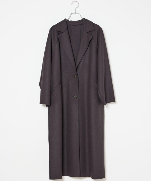 INED CLARO（イネドクラロ）の「ハードメルトンスムースコート（ノーカラーコート・レディース・チャコールグレー/アイボリー・フリー）」の13枚目の写真