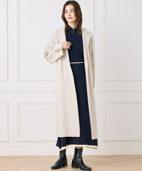 INED CLARO（イネドクラロ）の「ハードメルトンスムースコート（ノーカラーコート・レディース・チャコールグレー/アイボリー・フリー）」の17枚目の写真