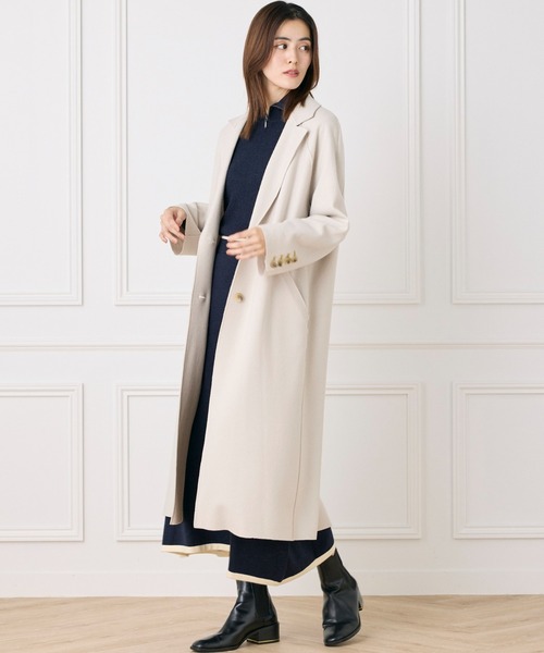 INED CLARO（イネドクラロ）の「ハードメルトンスムースコート（ノーカラーコート・レディース・チャコールグレー/アイボリー・フリー）」の18枚目の写真