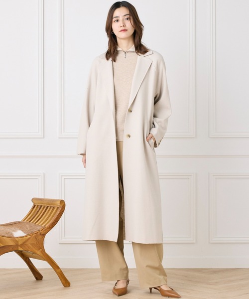 INED CLARO（イネドクラロ）の「ハードメルトンスムースコート（ノーカラーコート・レディース・チャコールグレー/アイボリー・フリー）」の20枚目の写真